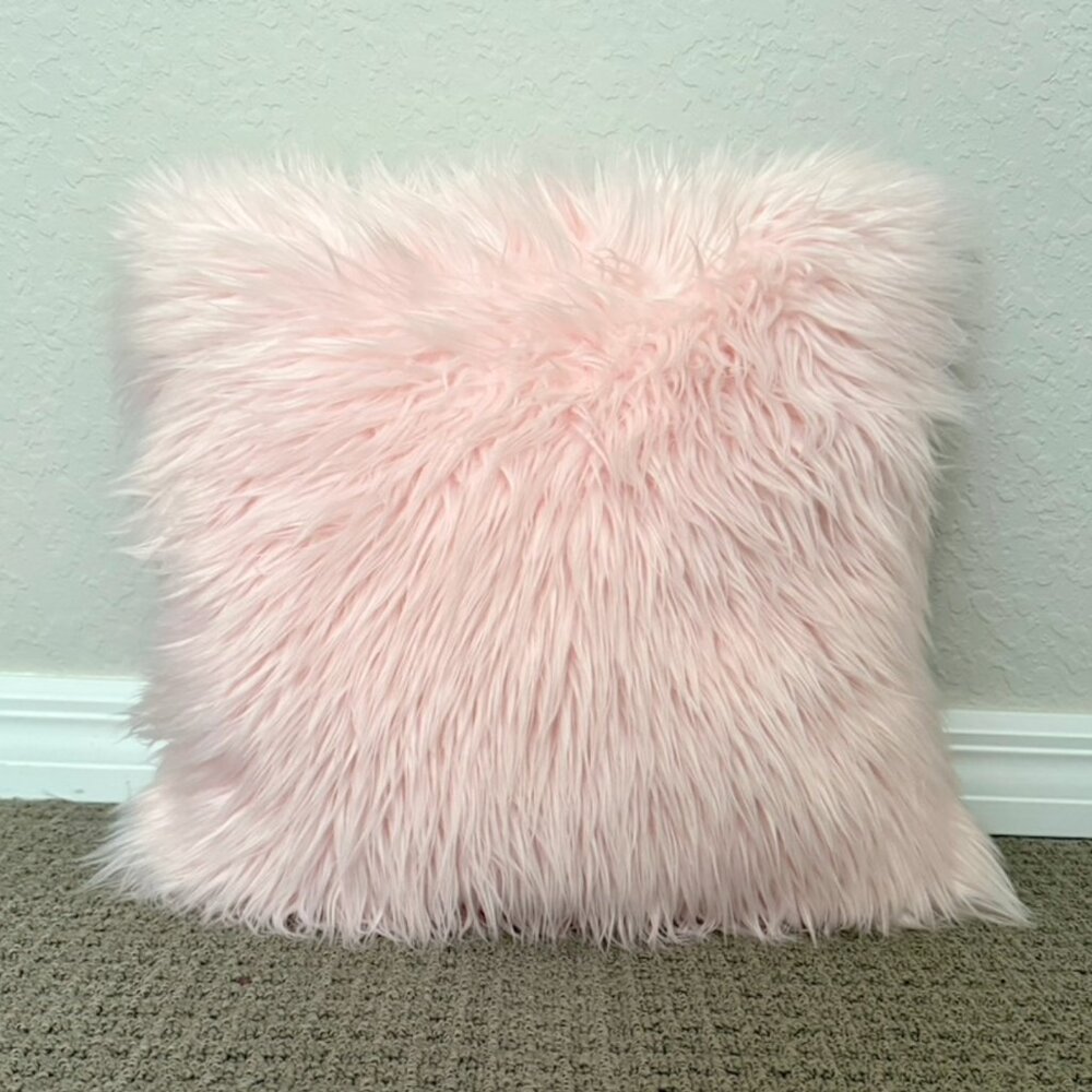 Pink Faux Fur Pillow